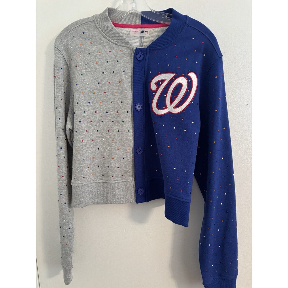 Terez X NBL Women’s XL Rhinestone Washington Nationals Nats Varsity Cardigan